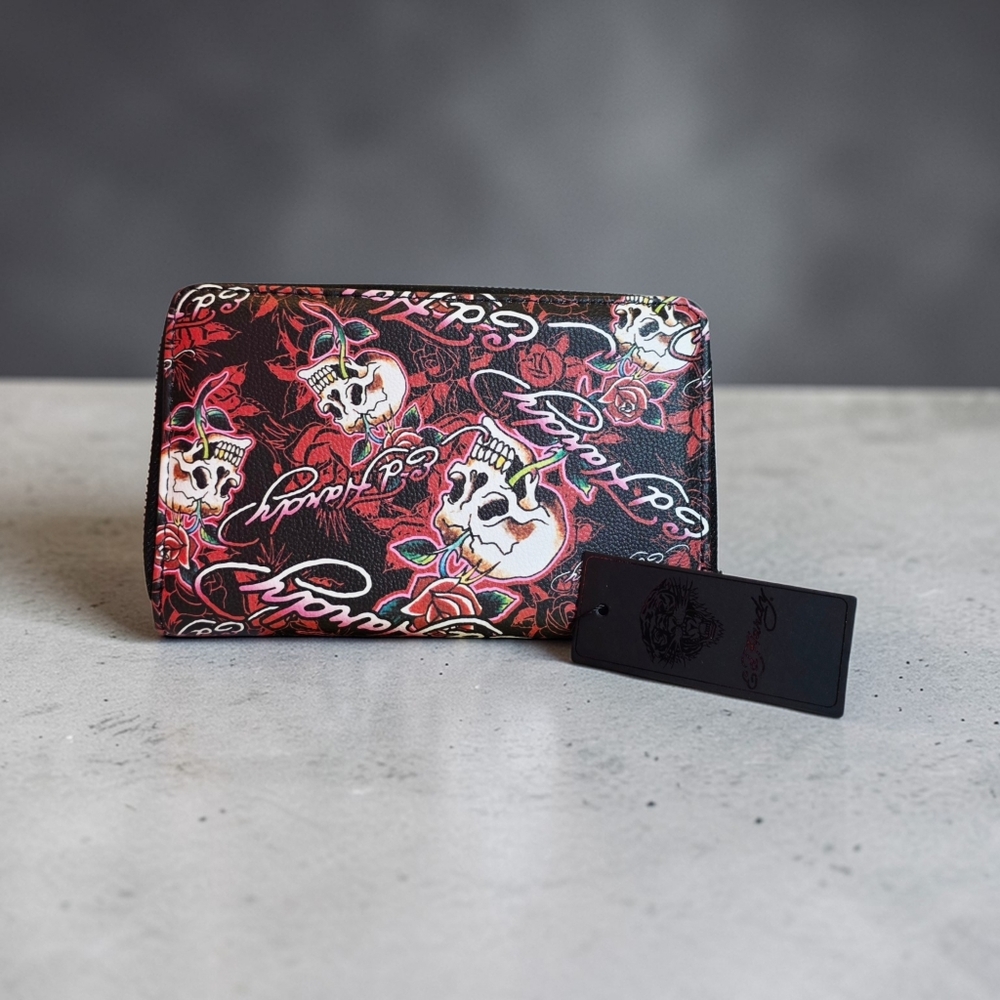 Skull Clutch Wallet Vintage Inspired by ED Hardy NWT - Picture 5 of 6